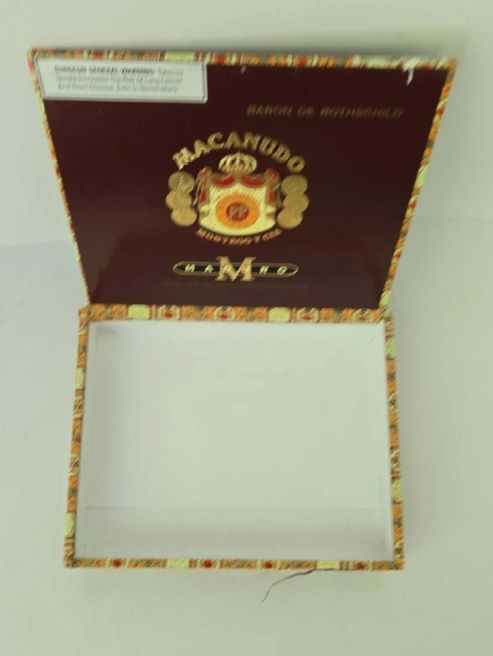 Vintage Macanudo Maduro Empty Wooden Cigar Box Barob De Rothschild